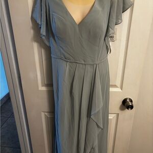 David's Bridal Asymmetrical Dress in Light Gray